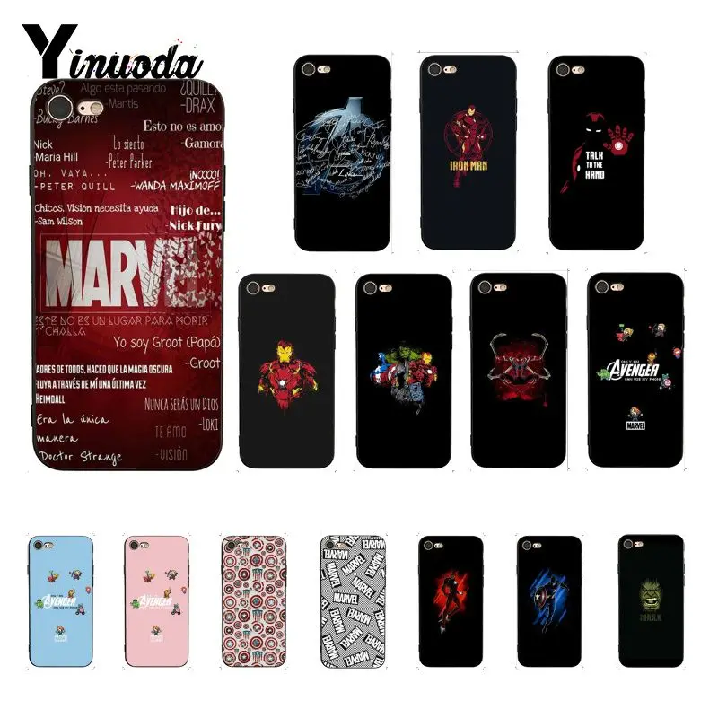 Yinuoda Marvel логотип Мстители черный ТПУ мягкий чехол для телефона iPhone 8 7 6 6S Plus X XS MAX 5 5S