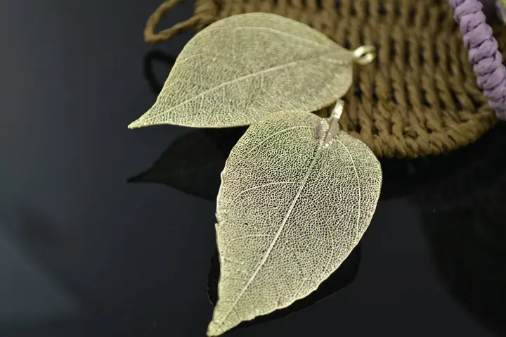 

High Quality big size Gold leaf 28x49mm leaf clothing accessories materials big pendents for necklaces 20pc/lot free shipping