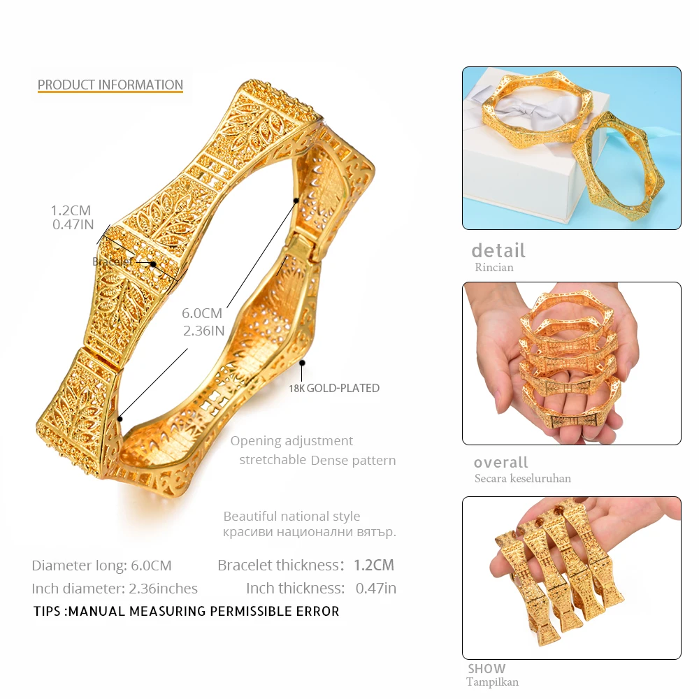 4 шт./лот ювелирные изделия из Дубая в арабском Африке браслеты и браслет для