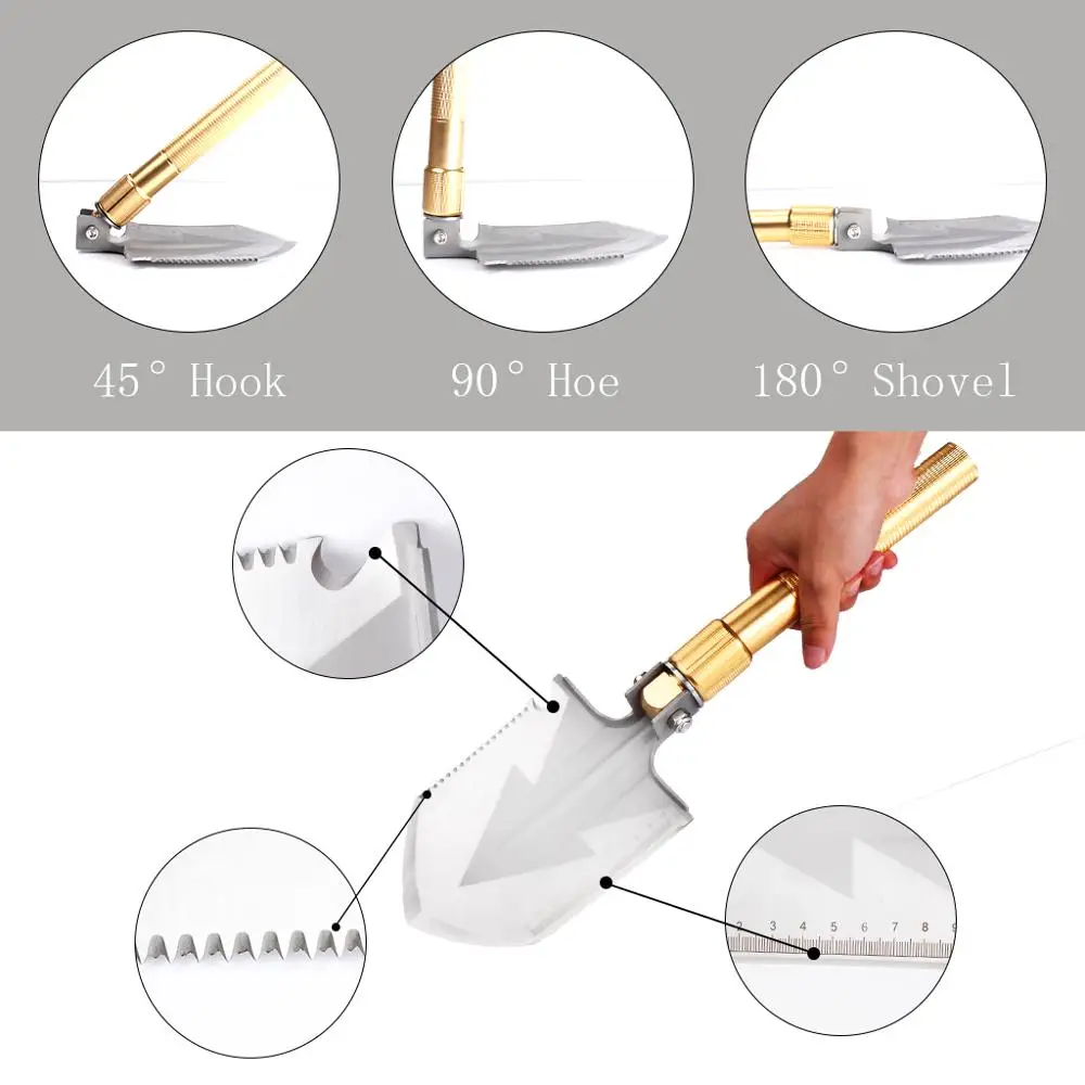 Золотой Многофункциональный складной военный Лопата марганцевая Сталь Открытый