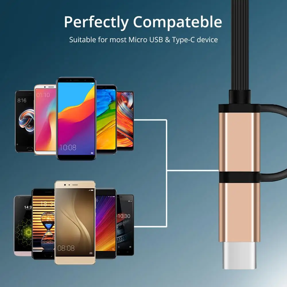 ANMONE 2 в 1 usb type C кабель для мобильного телефона Micro USB Выдвижной быстрой зарядки м