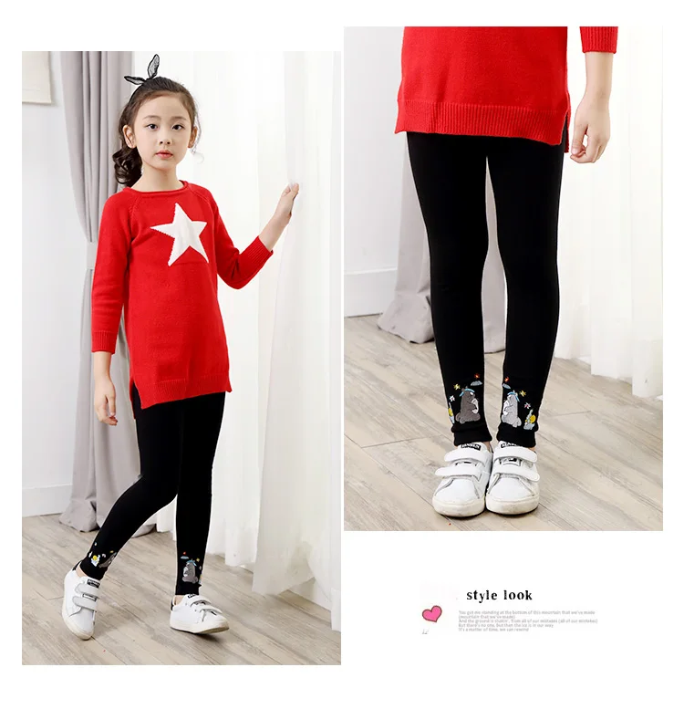 Бесплатная доставка От 2 до 13 лет осень 2017 г. Зимние леггинсы для девочек Брюки