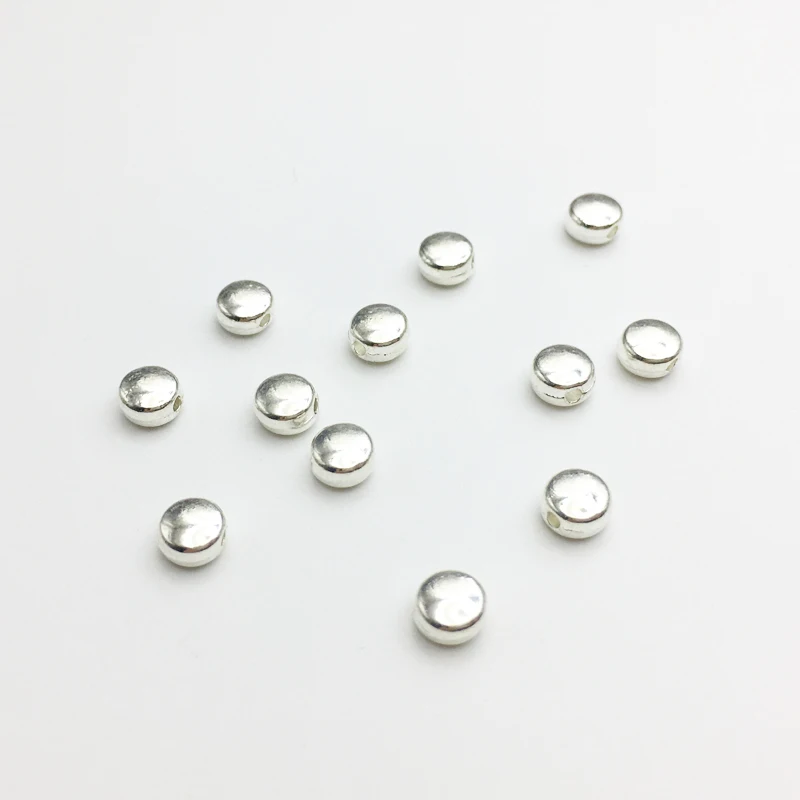 

50pcs/lot Silver Color Alloy Metal Spacer Charm Beads 5.5*3.5mm Flat Round DIY Jewelry Finding Bead