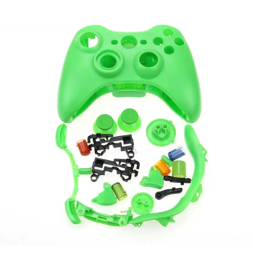 Green ChengHaoRan для XBox 360 беспроводной игровой контроллер Жесткий Чехол черный/прозрачный в виде ракушки крышка полный набор с пуговицы аналоговый - Цвет: Green