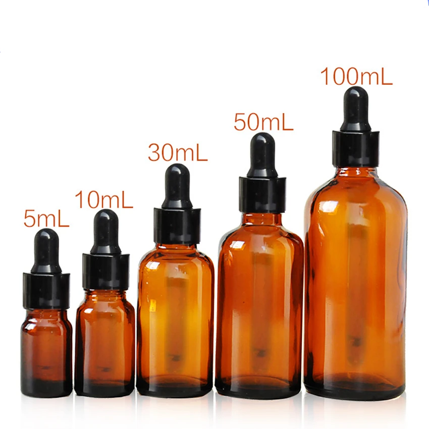 50 шт Пустой Янтарный стеклянный эссенция масло бутылка флакон капельница