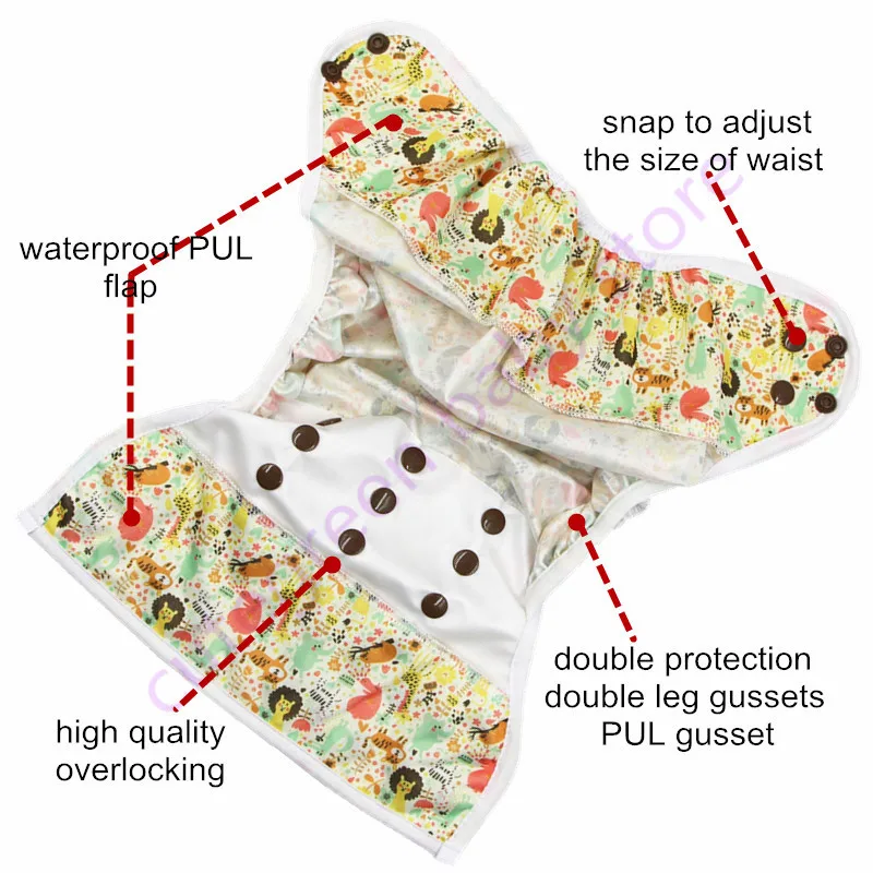 3 шт. водонепроницаемый детский подгузник Детские подгузники с краями и двойной
