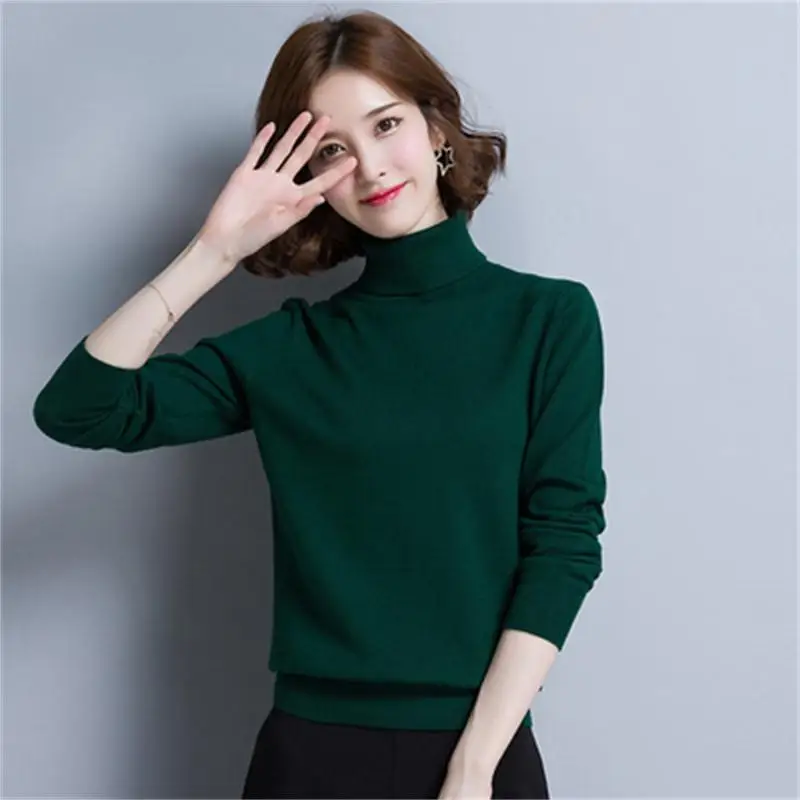 

Sweater women's winter New super fire turtleneck sweater female cashmere sets of short solid color warm knit bottoming Sweater