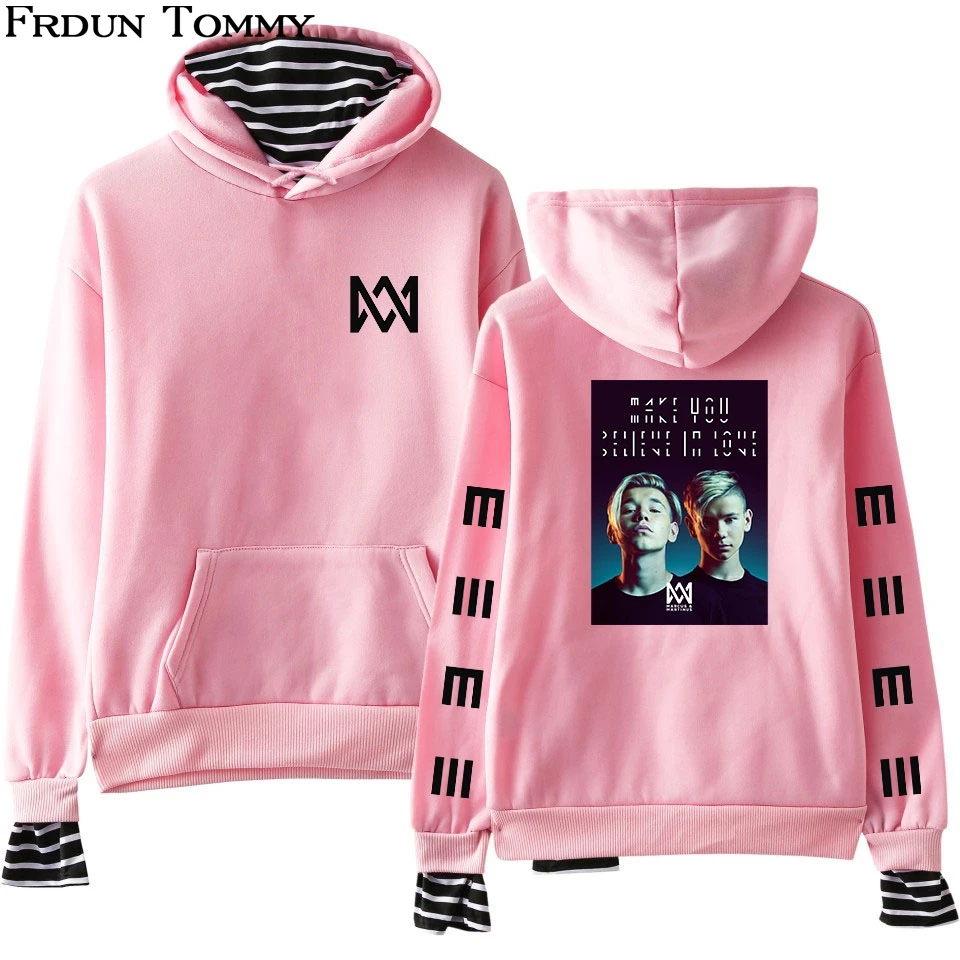 

Marcus & Martinus Harajuku Kpop Casual Fake Two Pieces Hoodies Sweatshirt 2018 New Style Long Sleeve Fashion Clothes