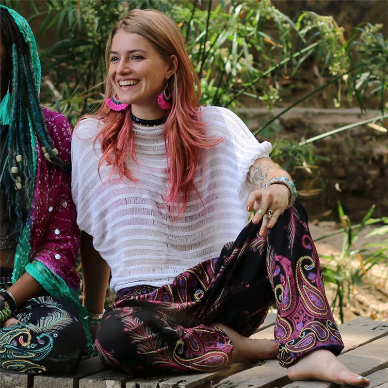 Женские шаровары Boho платье свободный крой цветные леггинсы летний пляжный