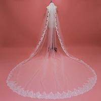 high quality sequined lace 4 meters long wedding veil with comb one layer 4m white ivory bridal veil velo novia