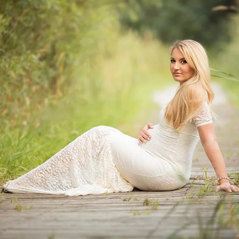 SMDPPWDBB Maternity Lace Dress Photography Props Women White Dresses Sexy Maxi Summer Gown | Мать и ребенок
