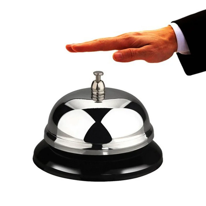 

1 Pcs New Desk Kitchen Hotel Counter Reception Restaurant Bar Ringer Call Bell Service Ring 8.5 Cm Christmas Bells Silver Bells