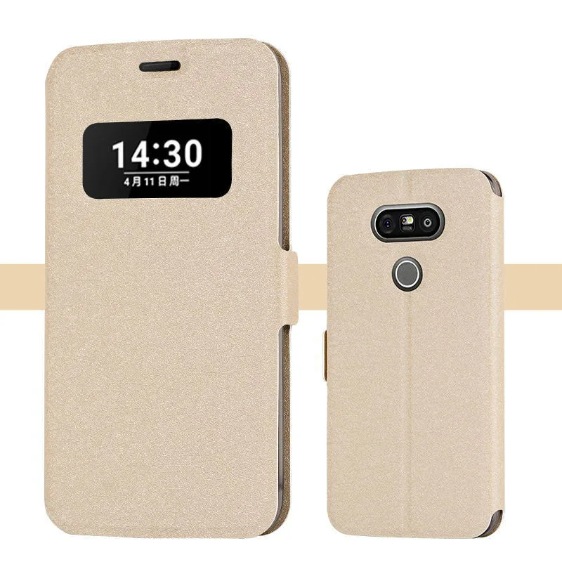 Чехол-книжка с окошком для LG G5 роскошный Шелковый кожаный чехол H830 VS987 H820 телефона