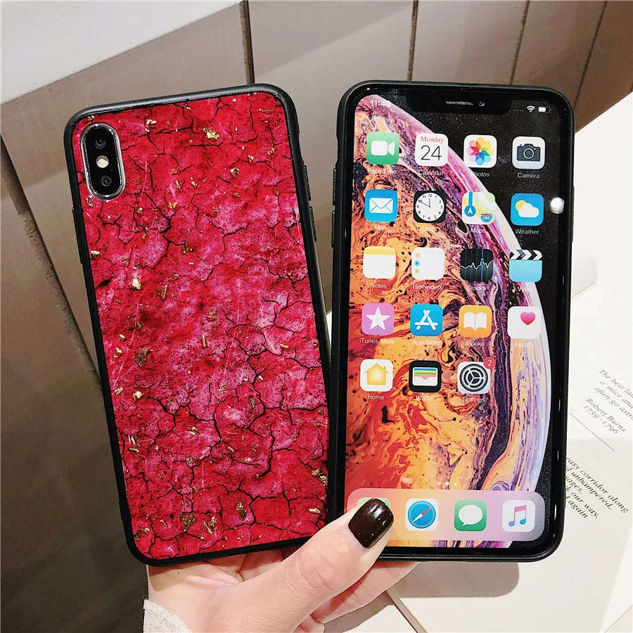Gold foil crack Case for Xiaomi Mi A1 5X Phone For 6X A2 case Redmi 6 pro Soft Cover mi 8 se mi8 lite Fundas |