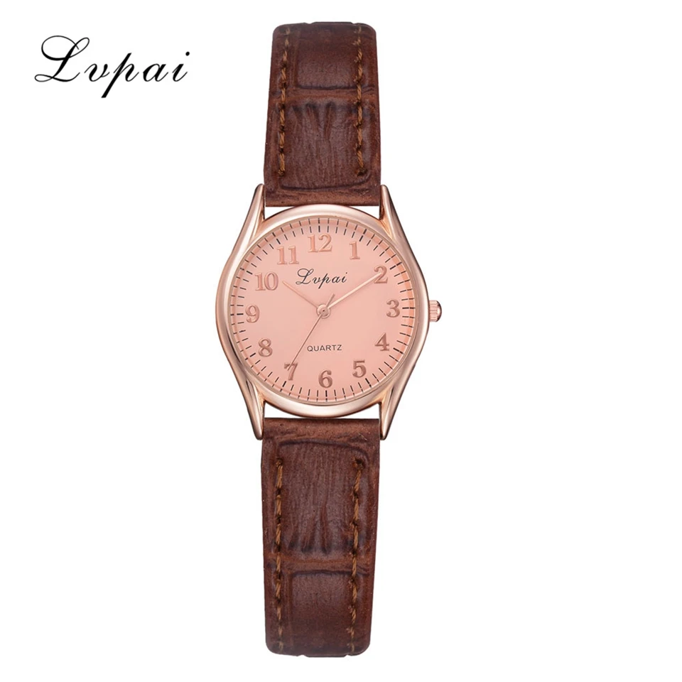 Brown Small Lvpai брендовые парные часы, модные черные кожаные спортивные кварцевые наручные часы, роскошные мужские и женские часы, мужские часы - Цвет: Brown Small