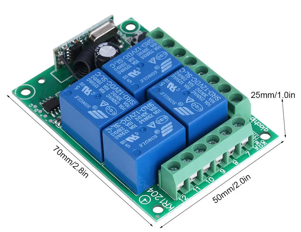 Vhome RF 433 МГц Универсальный Беспроводной дистанционного Управление выключатель AC 85V~ 250V 220V 4-канальный Релейный ресивер смарт-Управление