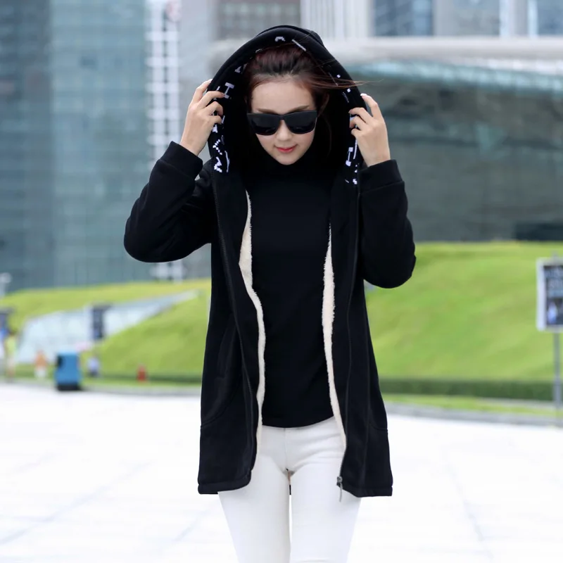 

2016 new female Hooded winter cashmere Sweatshirts thick big yards women