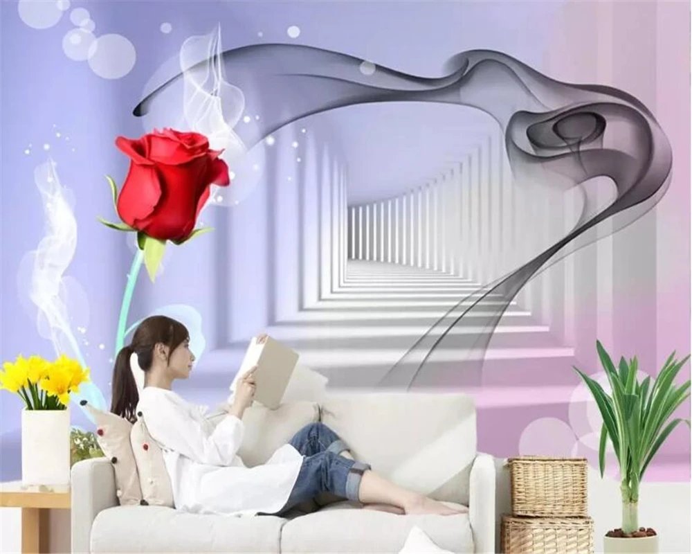 beibehang Vinyl wallSticker wallpaper smoke golden flower rose photo background wall for walls 3 d | Строительство и ремонт