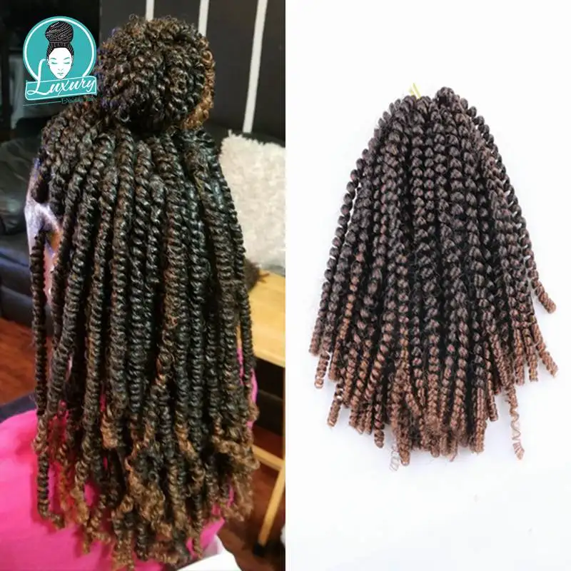 Luxury Fluffy Spring Twist Hair Extensions Black Brown Burgundy Ombre Crochet Braids Synthetic Braiding Hair 8'' 110g onxy 8inch fluffy spring twist crochet hair extensions synthetic crochet braids black brown ombre braiding hair 110g