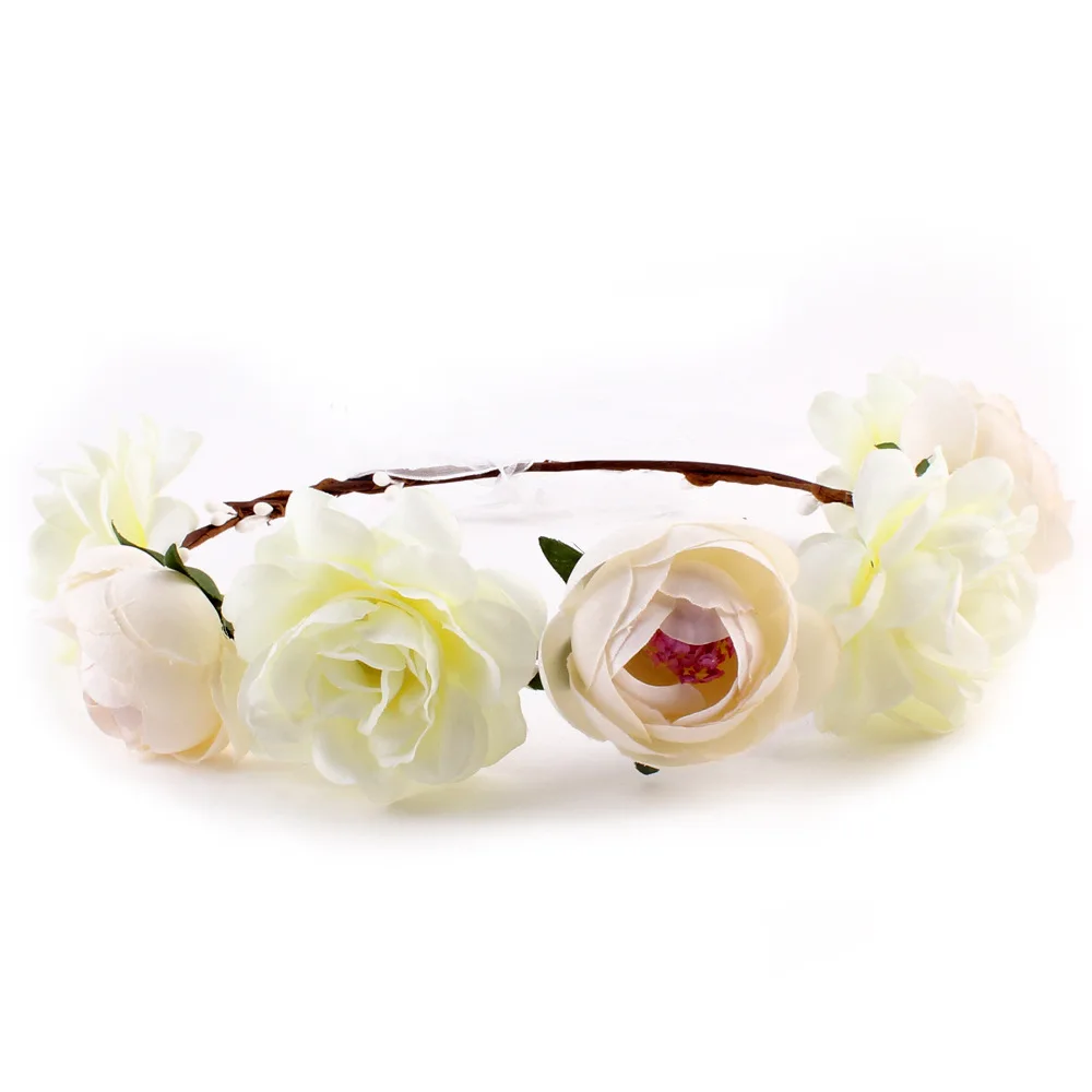 Цветочный венок для девочек с цветами пиона гвоздики мяты свадебные аксессуары