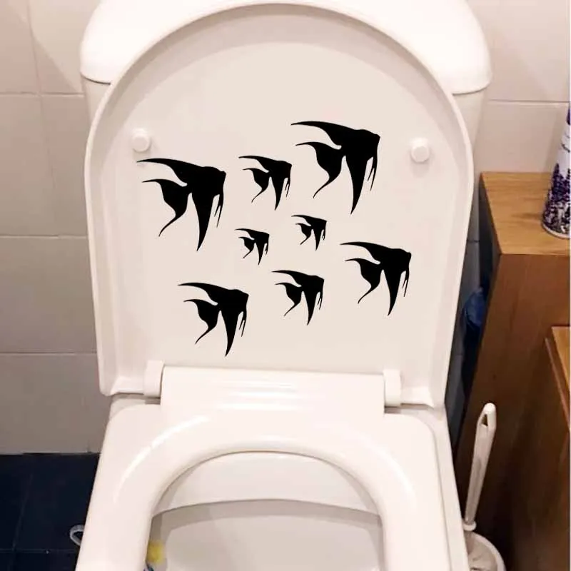 YOJA 24x22 см WC наклейки для унитаза рыбы Ванная комната океан морская море настенные