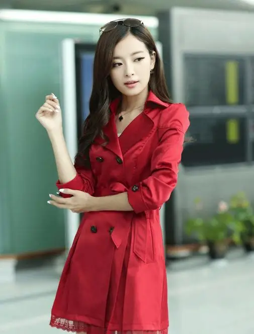 The new 2014 han edition cultivate one's morality hem lace women's trench coat A19.51 | Женская одежда