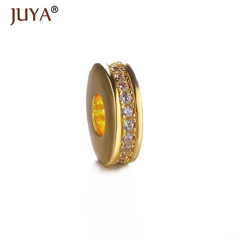 Модные бусины Juya фурнитура медные циркониевые круглые разделители для