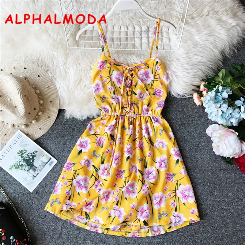 Женский пляжный комбинезон ALPHALMODA с цветочным принтом на шнуровке груди