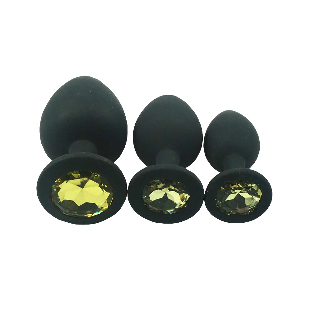 Анальная пробка 3 в наборе большой средний маленький размер черная силиконовая