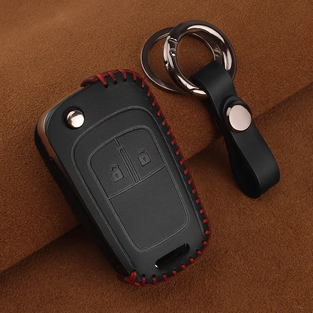 Кожаный чехол KEYYOU для ключей автомобиля 2 кнопки Chevrolet Cruze Spark Onix silverado Volt Camaro Opel Astra
