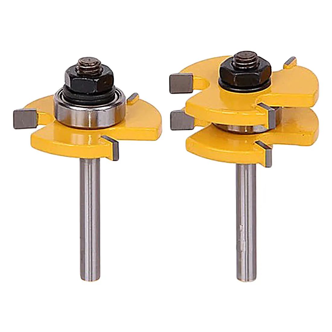 

1Set Tongue and Groove Router Bit Set 3/4" Stock 1/4" Shank 3 Teeth T-shape Wood Milling Cutter Flooring Wood Working Tools
