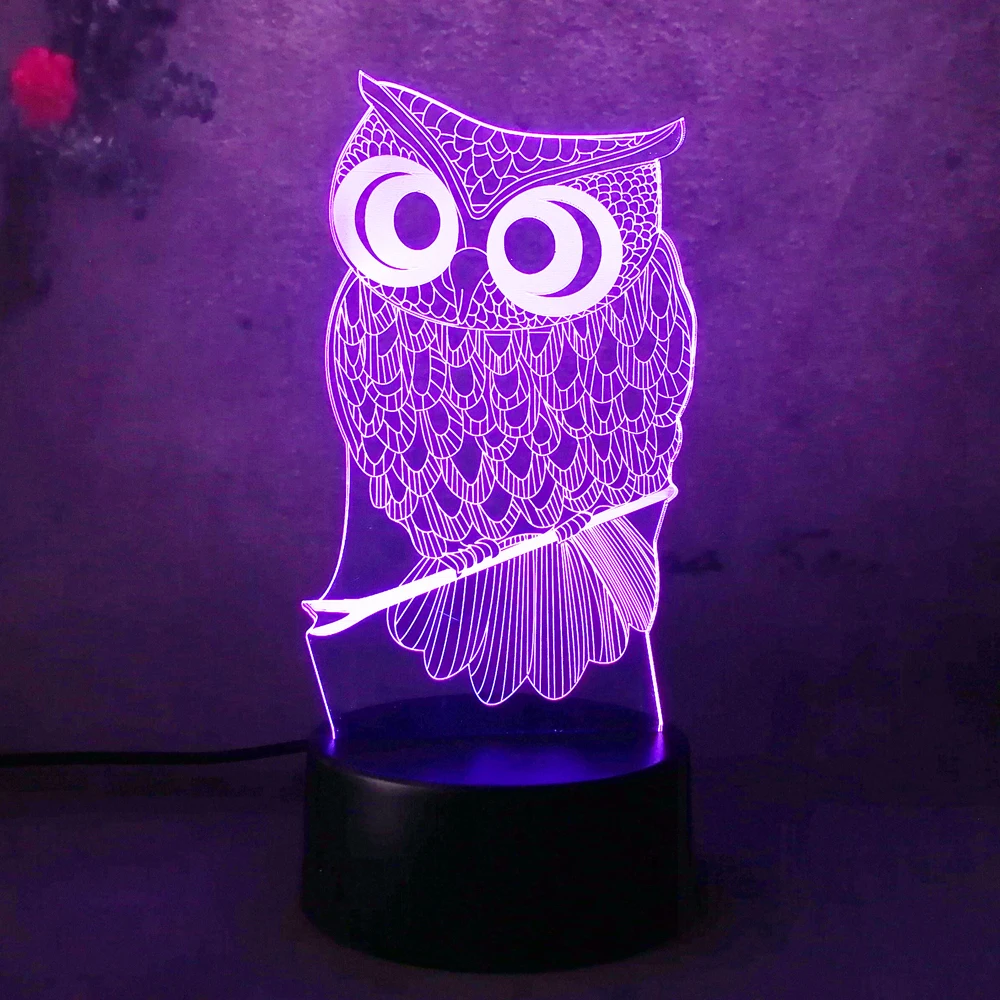 Best продать светодио дный LED настольная лампа ночник Сова RC удаленного 7 цветов