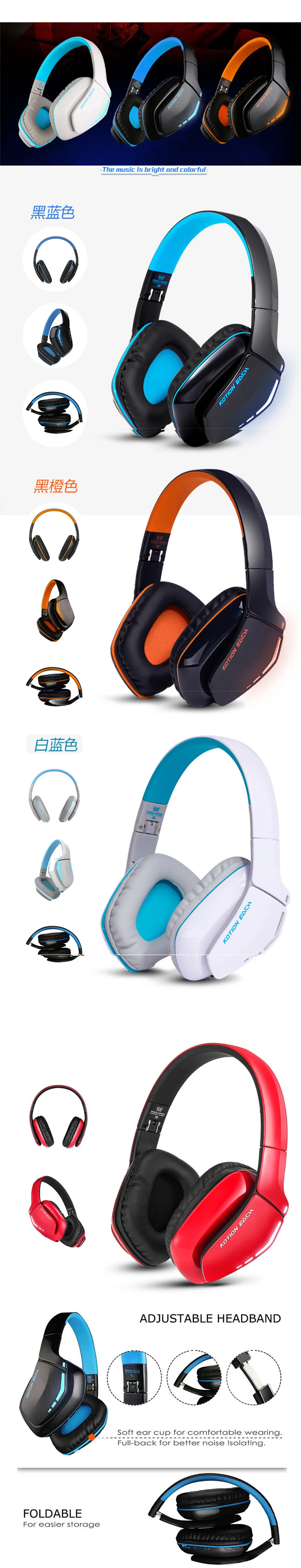 KOTION EACH Earphones Wireless Bluetooth Headset Sport Stereo Headphone For Phone Wireless Gaming Headset Bass HIFI Microphone