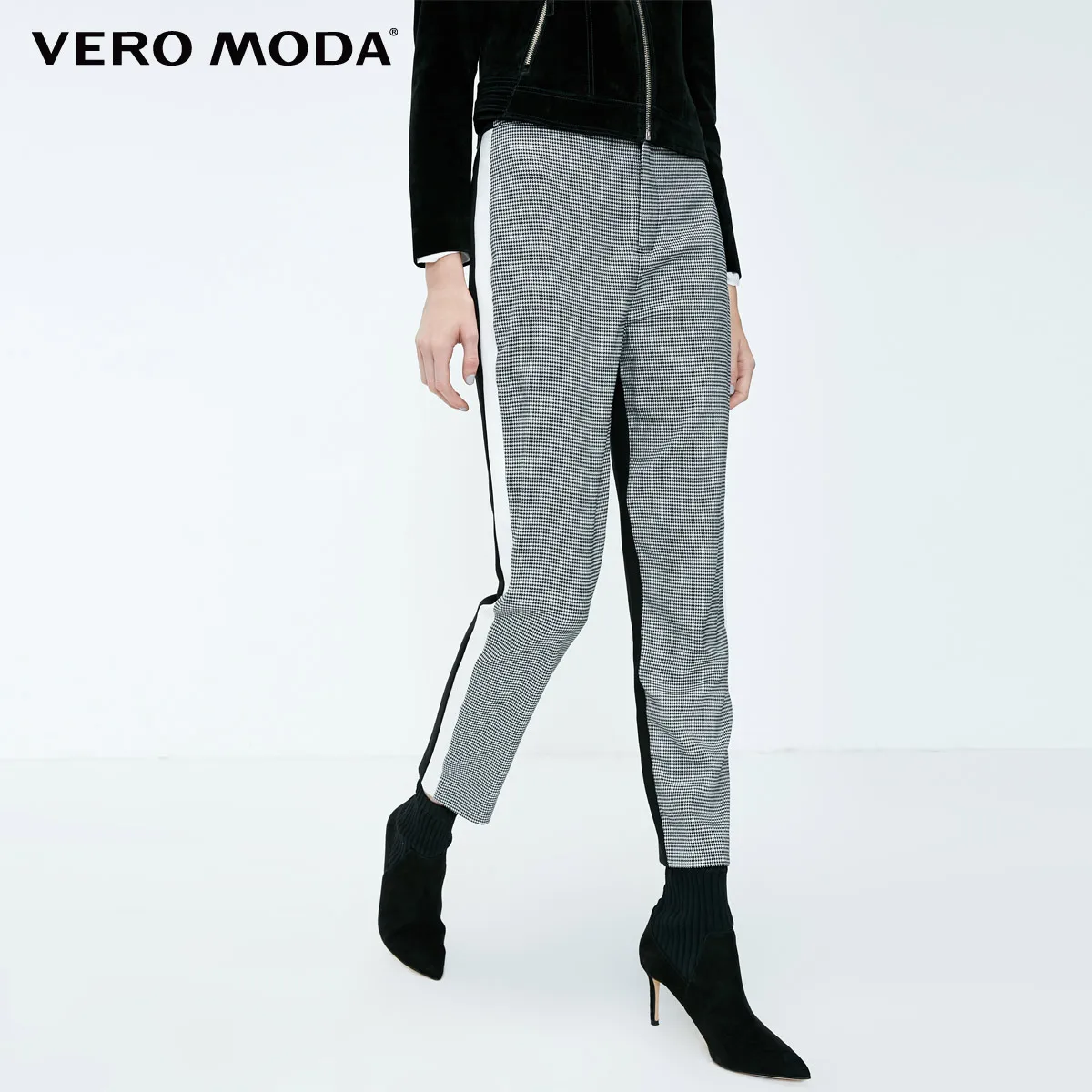 Black Vero Moda новые женские брюки женские брюки-стрейч в клетку с молнией спереди | 318350519 - Цвет: Black