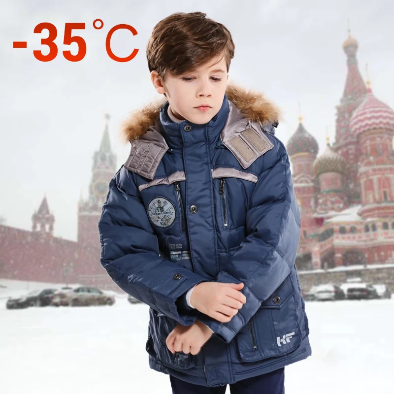 2019 зимняя Роскошная Брендовая детская куртка с мехом для мальчиков детские