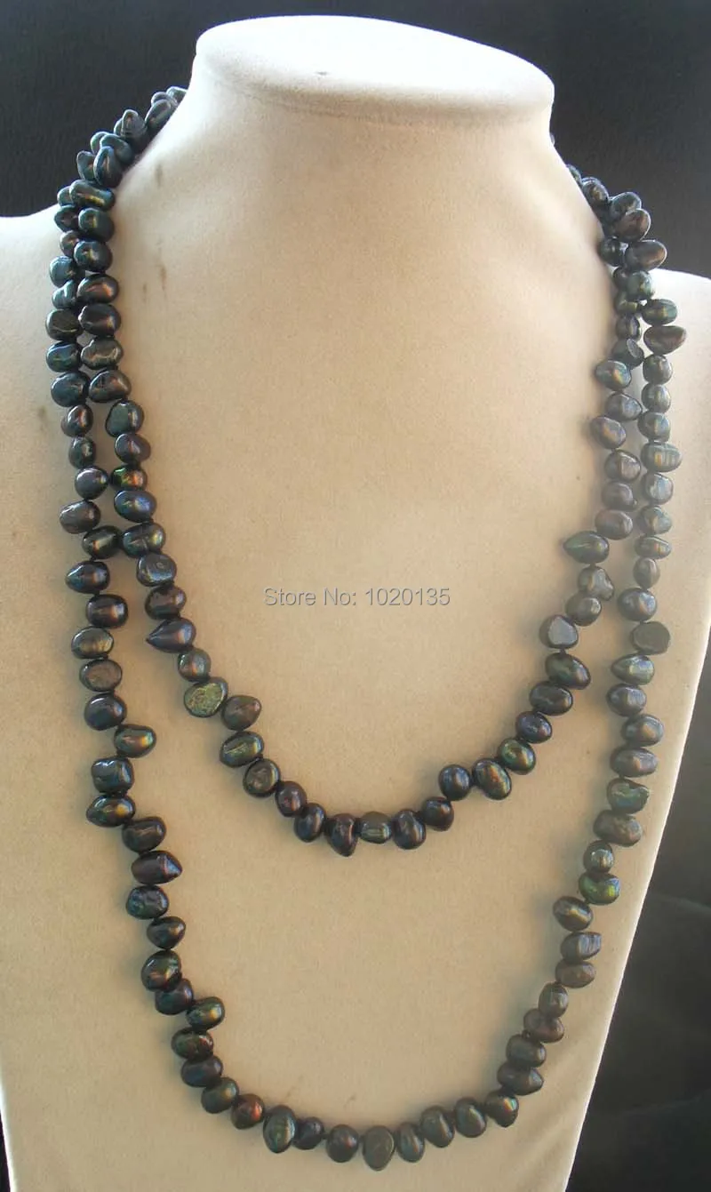 

freshwater pearl black baroque 8-12mm necklace 45" nature long FPPJ