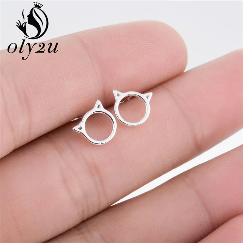 Oly2u Новая мода животное кошка серьги гвоздики для женщин голова котенка серьги-гвоздики вечерние подарки