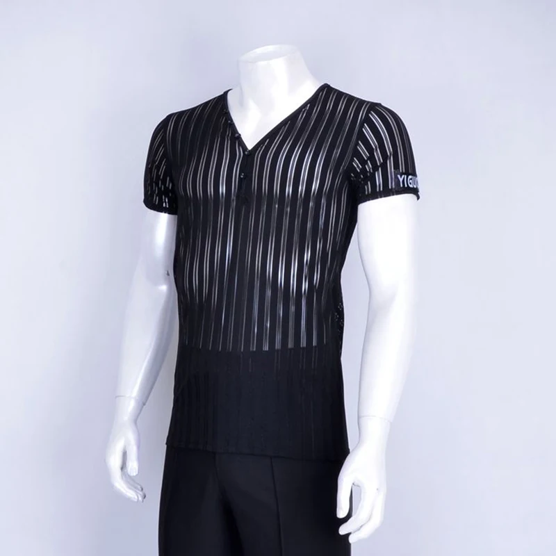 Новинка 2018 мужские топы для латиноамериканских танцев с V-образным вырезом