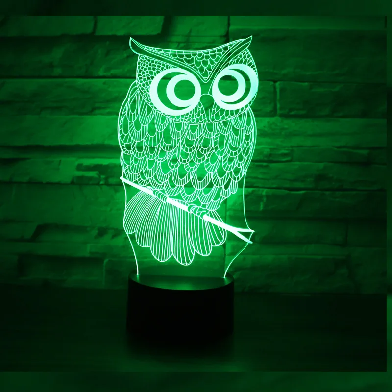 3D светодиодный ночник s Owl с 7 цветами светильник для украшения дома потрясающая