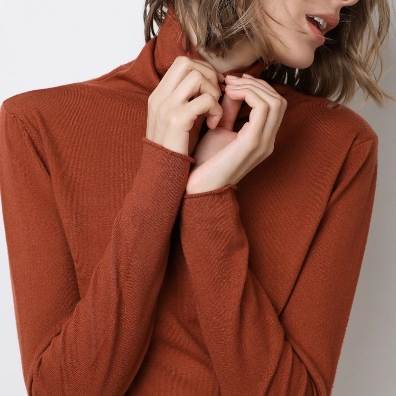 2019 New Autumn Winter Women Sweaters Fashion Turtleneck Cashmere Sweater Knitted Pullover Solid Color Tops | Женская одежда