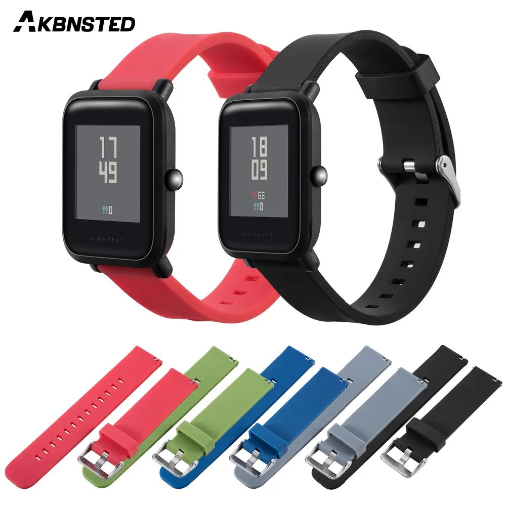 AKBNSTED 20 мм сменный спортивный силиконовый ремешок на запястье для XiaoMi Huami Amazfit Bip
