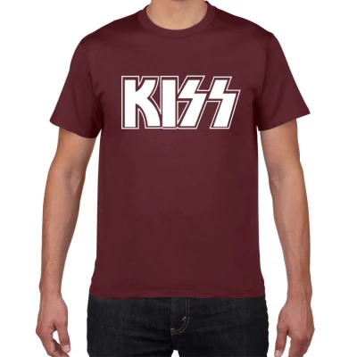 Новая футболка Kiss End of The Road Tour, Мужская футболка размера плюс, рок-группа, Мужская футболка, хлопок, Повседневная футболка, Мужская Уличная одежда, топы - Цвет: wine red