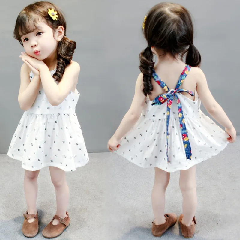 COOTELILI Linen Flower Vest Dresses Kids Girls Party Princess Daughter Baby Dress Children Clothing 90-120cm | Детская одежда и