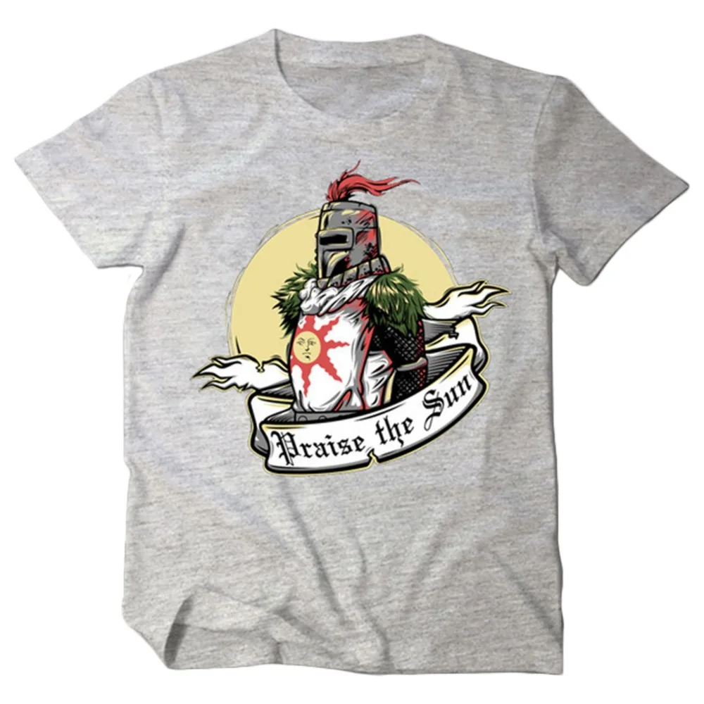 

Summer Dark Souls T-Shirt Men Adult Short Sleeve Cotton Praise the Sun Game Concept Fashion Top Tee 3-Three Color