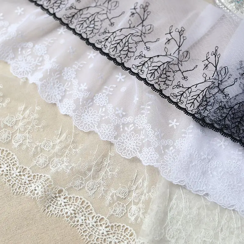 

hot sale Lace accessories Water soluble 19 cm white gauze embroidery lace H1902