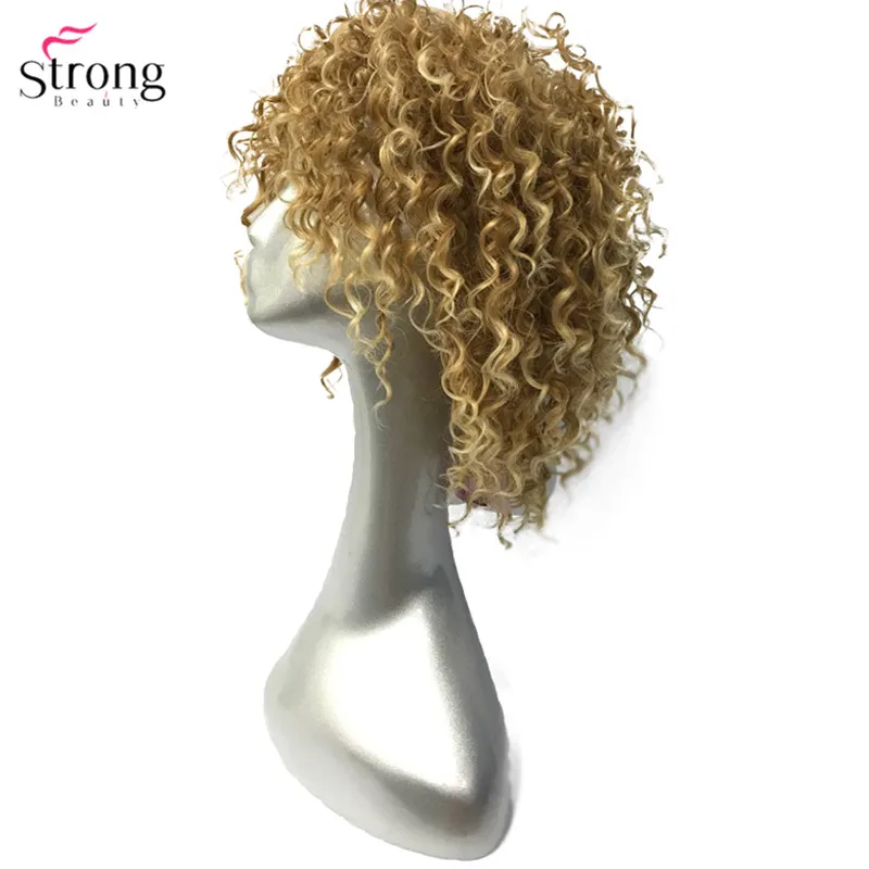 StrongBeauty, женские парики, короткие вьющиеся волосы, Синтетический Полный парик, желтый цвет, формовочный мужской парик
