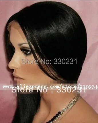 #1B silky straight virgin peruvian human being hair full lace wig with baby |