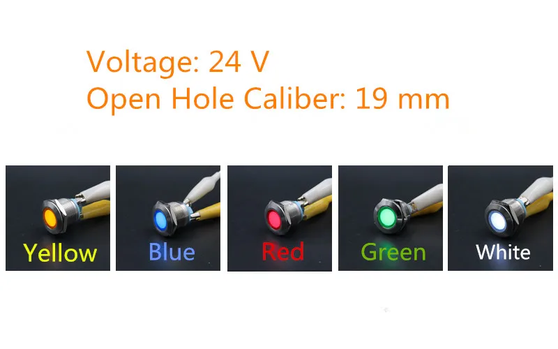 

1PCS YT1190 Metal Shell LED signal lamp 24 V Open hole caliber 19 mm Power Led Waterproof Free Shipping 5 Colors