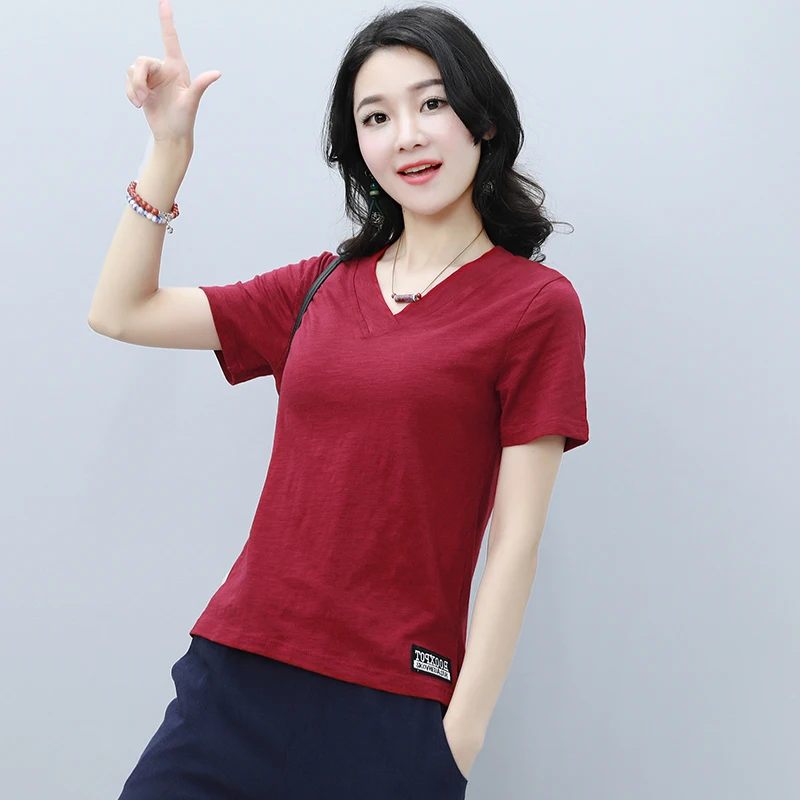 Футболки из хлопка camisetas mujer verano 2018 ropa летние топы женские простые футболки vetement