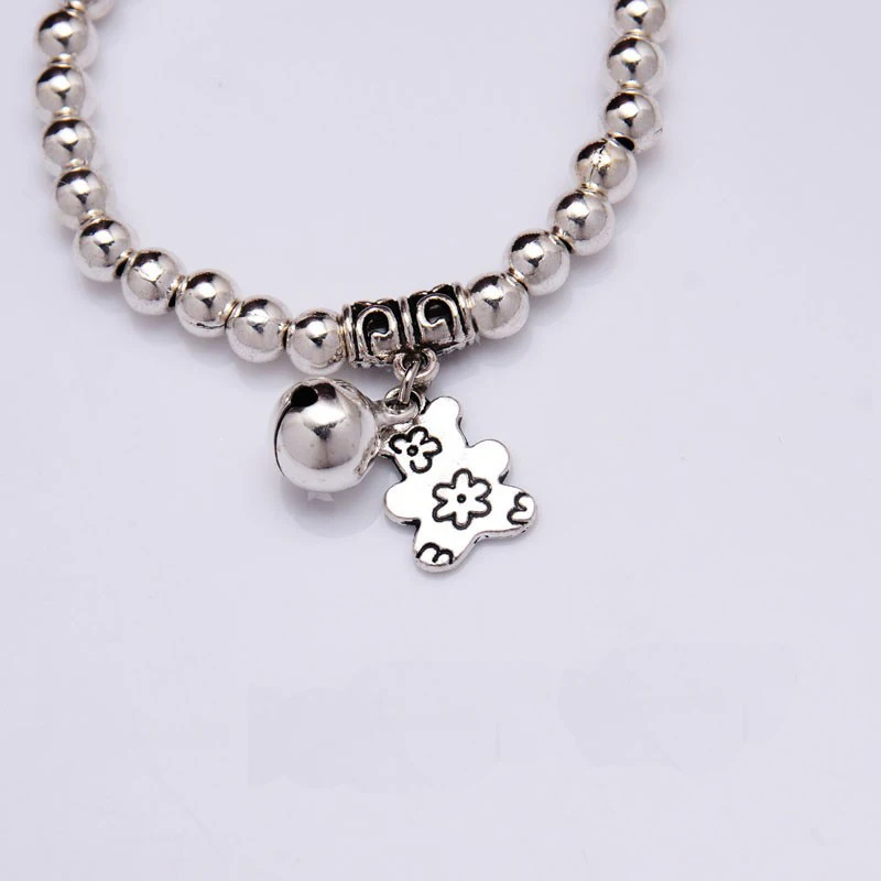 

NEW Bear Bell Charm Bracelet Silver plated beads Bracelet 2018 Women Fashion jewelry Wholesale Accessories Gift